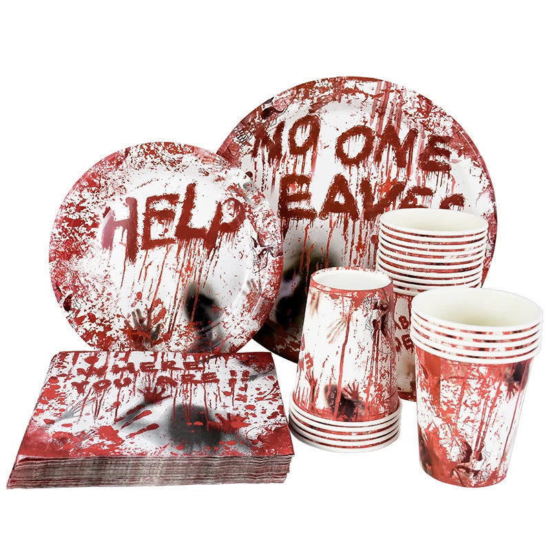 Bloody Halloween Party Tableware – Horror Plates, Cups & Decorations