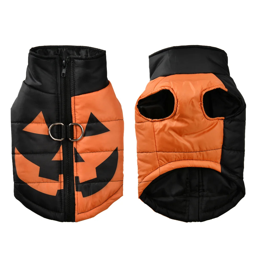 Halloween Pumpkin Dog Jacket – Cozy Pet Costume