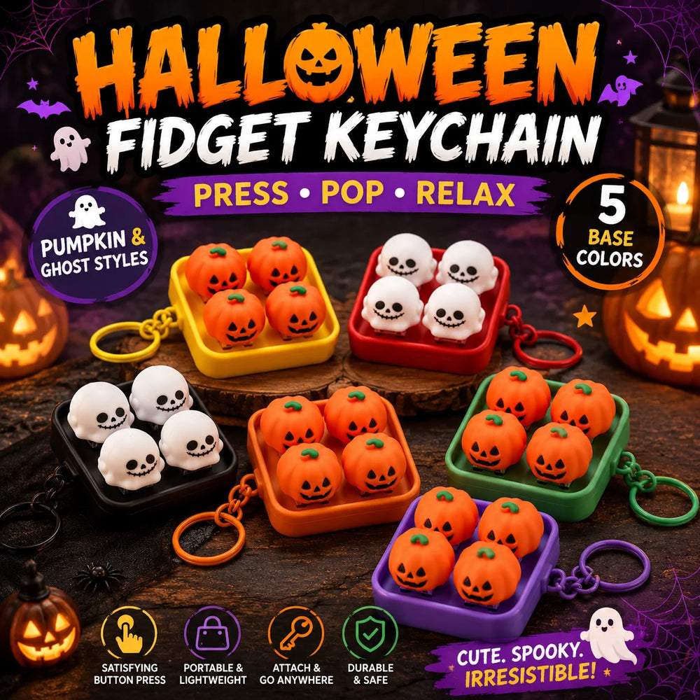Halloween Pumpkin & Ghost Fidget Keychain – Mini Stress Relief Toy