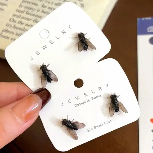 Realistic Fly Earrings – Creepy Halloween Insect Jewelry