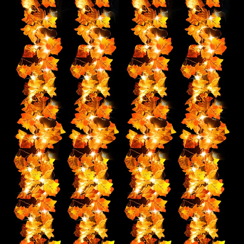 Halloween Glowing Maple Leaf String Lights