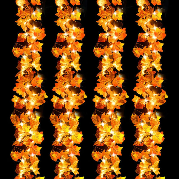 Halloween Glowing Maple Leaf String Lights
